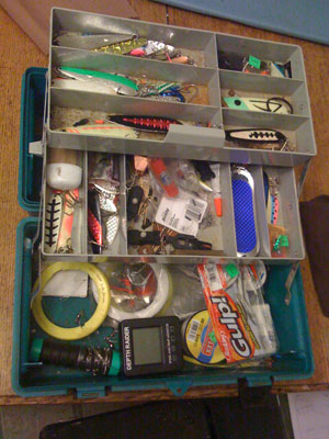 Miscellaneous trolling lures & gear that need checking, sharpening etc...
