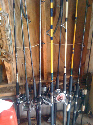 Some of my trolling rods to check and repair this winter.